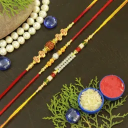 Designer Trendy_JMM_Z2961 Assorted Rakhi, Chawal Roli Pack Set-image-85