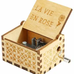 Wooden Hand Cranked Collectable Engraved Vintage Music Box - La Vie En Rose-30