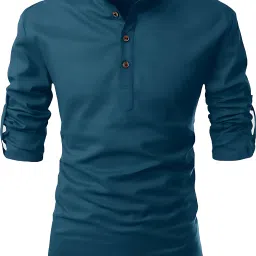 Men Solid Cotton Blend Straight Kurta-image-85