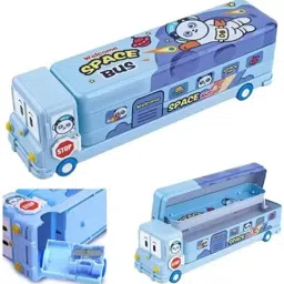 blue Bus Compass 2 Art Metal Pencil Box-27