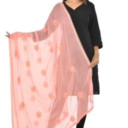 Chiffon Embroidered Peach Women Dupatta-image-33