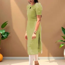 Women Self Design Organza A-line Kurta-14