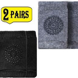 2 Pairs Baby Knee pads for Crawling, Jet Black & Smoke Grey Baby Knee Pads-image-40