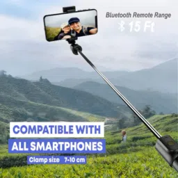 ALTRR Compact Selfie Stick and Tripod with Secure Phone Stand Lock Bluetooth Selfie Stick image 2