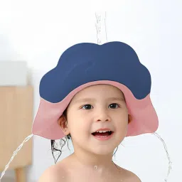 Baby Bath Protection Shower Cap Soft Silicone Shower Cap Hat, Pink&Blue-image-10