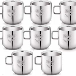 (Pack of 8) Laser Printed Double Wall Flawer Design Tea & Coffee Cup Glass Set Water/Juice Glass-image-77