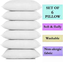 LUXURY Polyester Fibre Abstract, Solid Sleeping Pillow Pack of 6-image-56