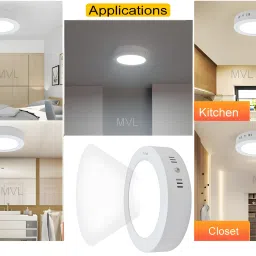 mvl 9 Watts LED Round White Surface Down Light, Pack of 1 Ceiling Light Ceiling Lamp image 3
