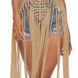 Halter Open Back Sleeveless Halter Open Back Seaside Swim Dress Beachwear Solid Women Swim-dress Beige Swimsuit-image-44