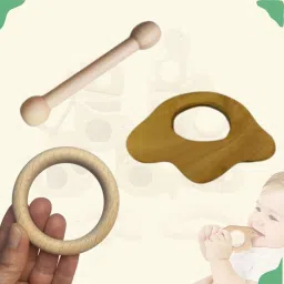 Neem Wooden Teether Combo For Kids First Toy Teether-3