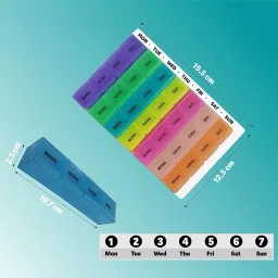 ambitech Pill Organizer for 28 Days/4 Weeks with Transparent and Detachable Compartments with Prescribed Timeslots Pill Box image 2