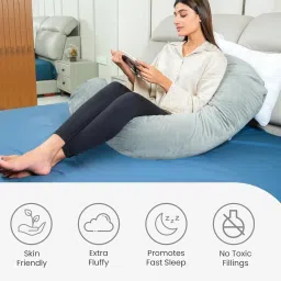 Pregnancy G Shape for Pregnant/Maternity Back Pain Relief, HIPS & Belly Support Microfibre Solid Pregnancy Pillow Pack of 1-image-90