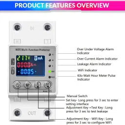 amicismart WiFi Energy Meter with Over/Under Voltage, Leakage and Over Current Protection Multifunctional image 5