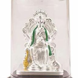999 Pure Silver Ganesha/Vinayaka Beautiful Idol with Acrylic Base Decorative Showpiece - 12 cm-image-82