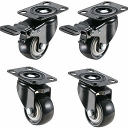 4 x Small 2" Double Wheel with Plate & Break for Office Chair | Set of 4 Braking and Locking Furniture Caster-image-36