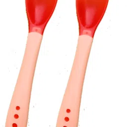 Silicone Tip Heat Sensitive Silicone Spoons | Temperature Sensing Spoons | Fork Set - Pack of 2 (Red)- Silicone-37