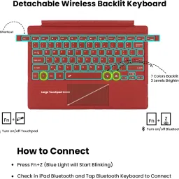 TECPHILE 1089D Keyboard for Surface Pro 7/ Pro 6/ Pro 5/ Pro 4/ Pro 3 Bluetooth Handheld Tablet Keyboard image 4