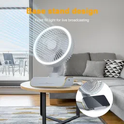 Solisca Oscillating Desk Fan With LED Light 4000mAh Rechargeable with USB Quiet Personal Mini Portable 3 Speed mode Build-in Battery Rechargeable-cooling blade USB Fan image 4