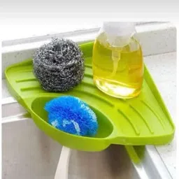 Multipurpose Must Have Corner Sink Wash Basin Storage Organizer Multicolor Plastic Kitchen Rack(Pack Of 1) Plastic Wall Shelf-image-68