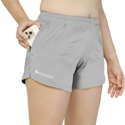 Solid Women Grey Running Shorts-image-1