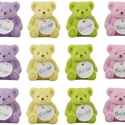 Teddy Erasers with Sharpener for Kids (Pack of 12) Non-Toxic Eraser-12