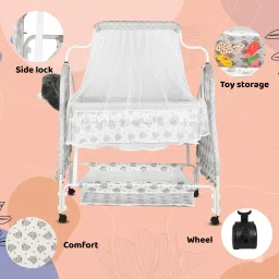 Cradle for kids cradle for baby boy and girl Cradle With Swing & Mosquito Net Bassinet-image-99
