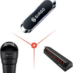 Car Magnetic Mobile Holder, Car Mini Dustbin, Car Parking No Plate Combo-20