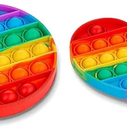 Pop it Bubble Fidget Sensory Toy, Autism Special Needs Silicone Stress Relief Toy, Great Fidget Toy Sensory Toys Novelty Gifts (Rainbow Color, Heart + Round), 2 Units-27