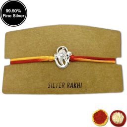 Bracelet 99.50 Silver Rakhi for Brother | Ganesha Silver Rakhi WITH OM SIMBAL Silver Rakhi Set-image-67