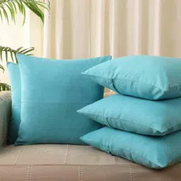 jamio firati Blue Solid Cotton 16 x 16 Inches Cushion Covers (Set of 5)-picture-20