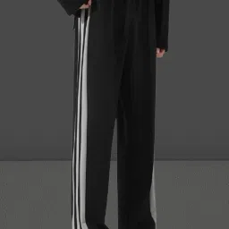 Men Self Design Black, White Track Pants-image-42