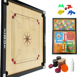 32 Inches Carrom Board Combo-Ludo, Snake & Ladder with Coins, Striker, & Powder 82 cm Carrom Board-image-20