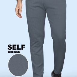 Men Regular Fit Grey Cotton Blend Trousers-image-60