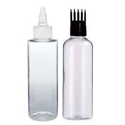 prismapac Twist-Top & Hair Root Applicator Bottles Combo, Refillable Empty Container for Oil, Serum, Shampoo & Medicine | DIY Care, Leak-Proof & Travel-Friendly - 100 ml Each (Transparent, Pack of 2) image 1