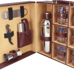 vegan Leathers 6 Glasses Brown Bar Set |Premium Bar Set Bottle Opener with Bottle Handy Portable Leatherette Bar Set for car | Whiskey Glasses AIBRC003 1 - Piece Bar Set-image-67