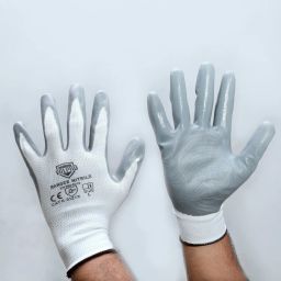 1003 Safety Virus White Shell with Grey Crinkle Finish Latex Coating Stretchable Gloves ( Pack of 1) LatexSafety Gloves-image-11