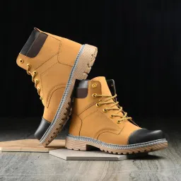 Leather Solid Tough Heavy Duty High Ankle Length Mens Casual Long Boots For Men Boots For Men-image-64