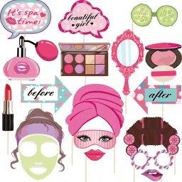 17 Pcs Spa Photo Booth Props,Makeup Party Decorations for Kids Photo Booth Board-image-57