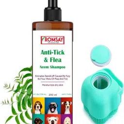 Anti-Tick and Flea Shampoo + Pet Bathing, Massaging, Body Scrub, Shower Brush Allergy Relief, Anti-fungal, Anti-dandruff, Anti-microbial, Flea and Tick, Hypoallergenic Neem Dog Shampoo-2