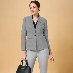 Women Solid Single Breasted Formal Blazer-image-2