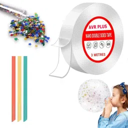 Nano Tape with 1 Glitter Flakes 3 Straw for Balloon Double Sided Tape Multicolour Moon & Heart Art and Craft DIY (Manual)-image-84