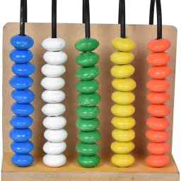 Wooden Abacus Maths Count Learning Tool With 5 Rods & 50 Colorful Beads for Kids-1