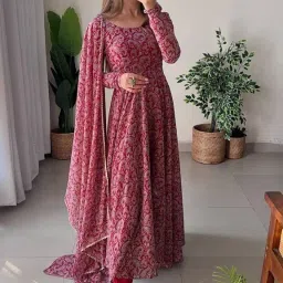 Printed Georgette Stitched Anarkali Gown-image-79
