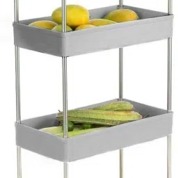 4 Stand Multipurpose Fruit & Vegetable Kitchen Trolley Onion Potato Rack Plastic, Steel Kitchen Trolley-image-87
