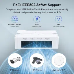 WiredCom PoE Extender 4 Port, IEEE 802.3 af/at PoE Repeater Lan Adapter image 3