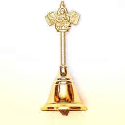 Studio Mandir , Garuda Ghanti (100 Gram Height 4.5 inch) Gold Plated Pooja Bell-26