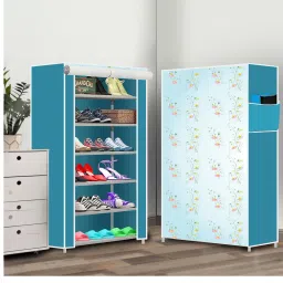 6 Shelf Foldable Collapsible Wardrobe Storage Organizer Almirah Cloth Rack PP Collapsible Wardrobe-19
