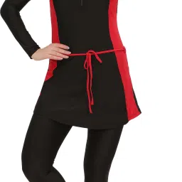 Swimming Dress for Women, Swimming Costume with Zipper & Removable Pad Solid Women Swim-dress Black, Red Swimsuit-image-48