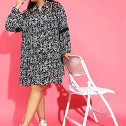 oxolloxo Women Shirt Black Knee Length Dress-picture-25