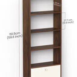 bluewud Molse Multipurpose Floor Standing Bookshelf with Drawer for Office Home Engineered Wood Semi-Open Book Shelf image 4